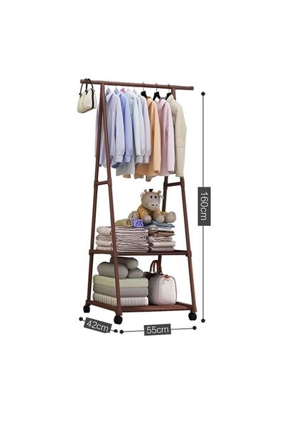Generic Multi Function Triangle Floor Standing Hanging Clothes Rack With Whee...
