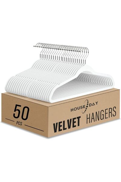 Generic HOUSE DAY 50-Pack Velvet Non-Slip Clothes Hangers - Space Saving Desi...