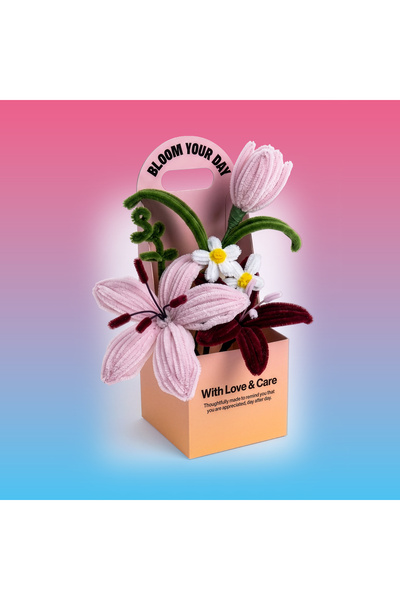 The Gookie Flora Box Şönil Çiçek Yapım Kiti – DIY Hediye Çiçek Kutusu, Sevgil...