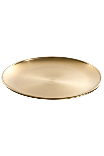 Generic 304 Stainless Steel Round Plate Golden Tray Korean Barbecue Plate Thi...