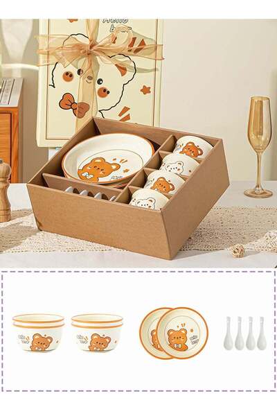 Generic 10 - Piece Adorable Bear - Themed Ceramic Dinnerware Set For 4, Inclu...