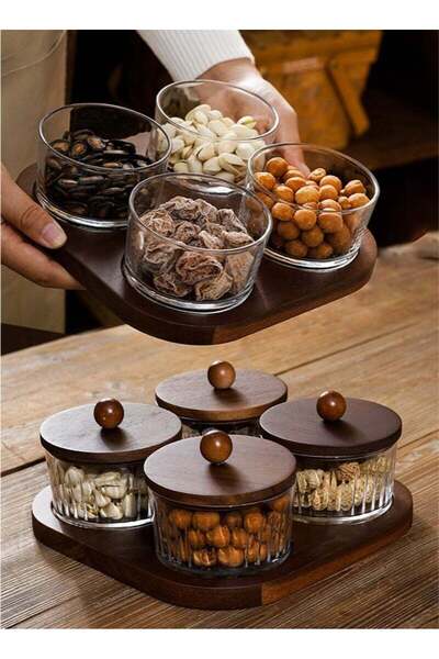 Generic Wood Design Grain Fruit Plate – Versatile Serving Tray for Dried Frui...