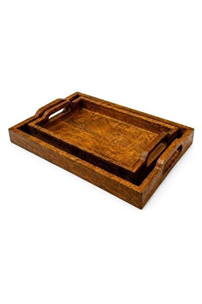 Generic Premium Set of 2 Rectangular Wood Serving Trays, 35x25cm + 31x20cm – ...