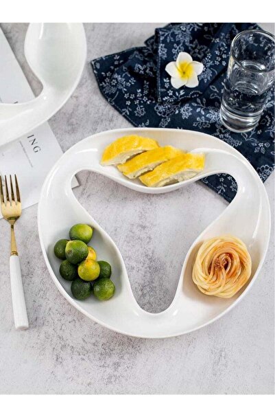 Generic Elegant Fruit Bowl Dish White Ceramic Fruit Bowl Decor Storage Tray C...