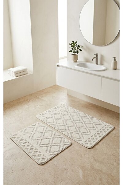 EUROBANO Linda Premium Nordic Bohemian 2-Piece Bath Mat 60X100 60X50 cm Latex...