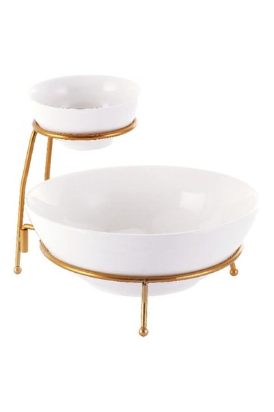 Generic Chip and Dip Serving Set, 2 Tier Chip and Dip Bowls with Stand,