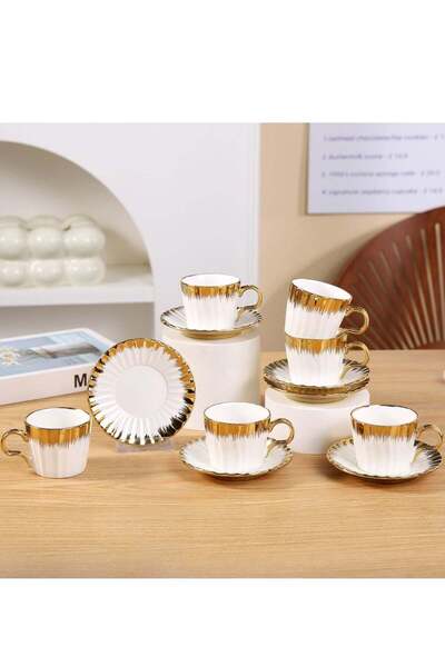Generic 6 Sets Of Luxury Porcelain Turkish Coffee Cup Set Elegant Design Mode...