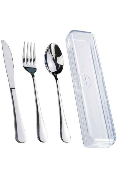 Generic Stainless Steel Portable Cutlery Set with Case, 3-Piece Travel Utensi...