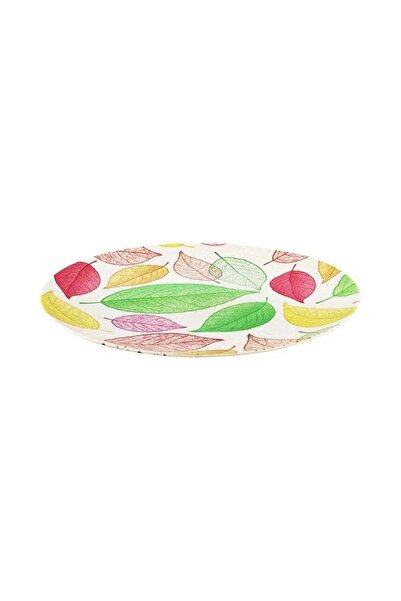 Generic Bamboo Fibre Leaves Design Plate White 25cm