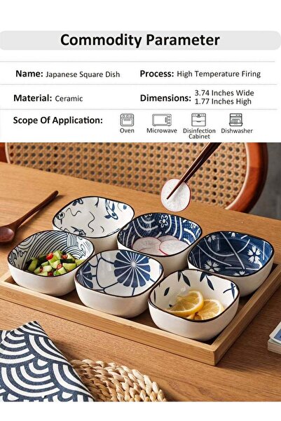 Generic 6-Piece Set Vintage Japanese Ceramic Dipping Bowls, Sauce Dish, Party...