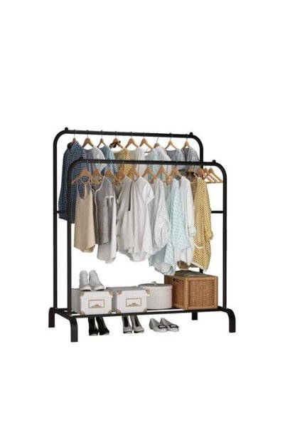 Generic Clothes Organizer And Holder Metal Stand Black