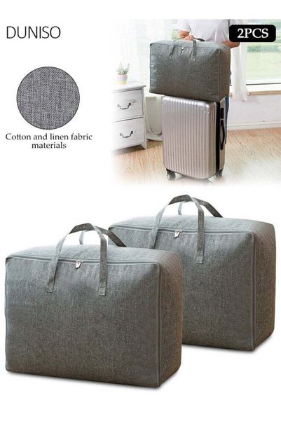 Generic 2 Pack Moving Storage Bag, Thick Grey Linen‑Textured Wear‑Resistant T...
