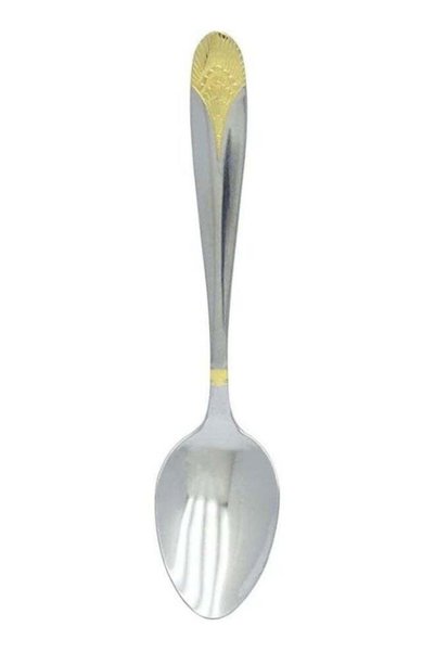 Generic RK Stainless Steel Tea Spoon 6 Piece Set - Crown, Gold Silver 14cm