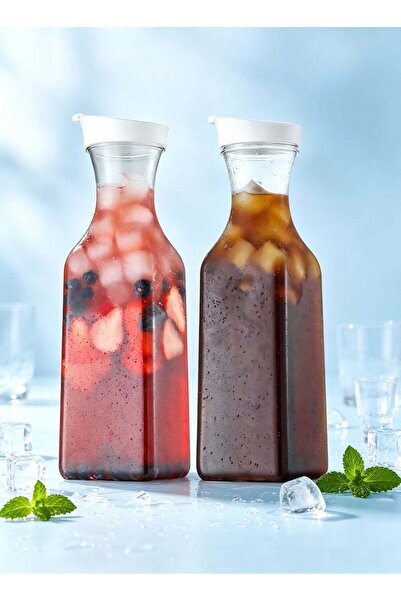 Generic 1500ML Plastic Beverage Containers with Flip‑Top Lid, 2‑Pack Square B...