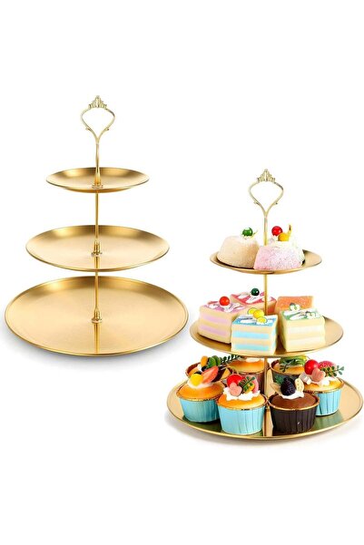 Generic Cupcake Stand, 2pcs 3 Tier Metal Serving Tray, Cake Display Stand Des...