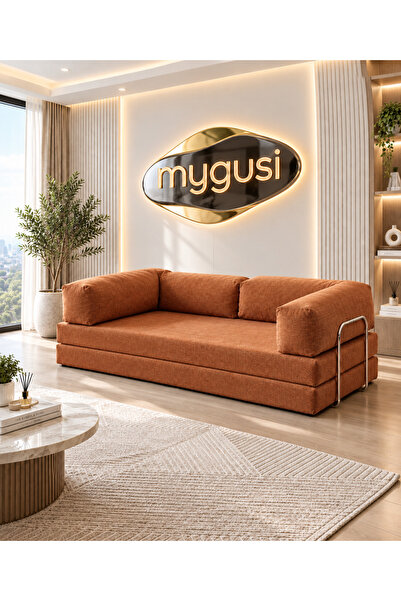 Mygusi Sorena 200 cm Fitilli Kadife Yataklı Kanepe & Dinlenme Koltuğu - Kirem...