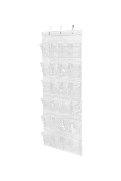 Generic Over-The-Door Shoe Closet Organizer White/Clear 27.3x27.3x3.8cm