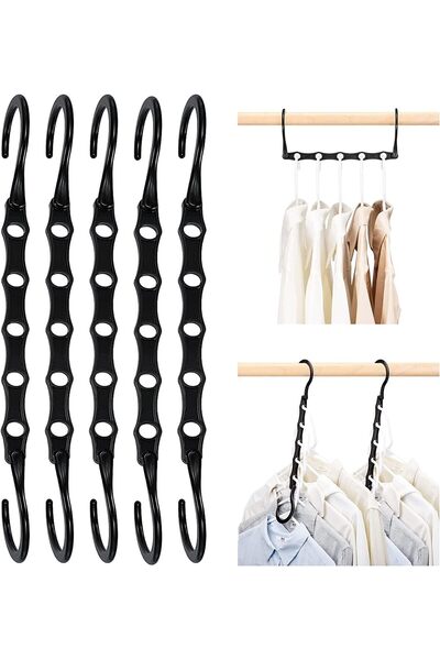 Generic HOUSE DAY 16-Pack Space Saving Hangers - Black Sturdy Plastic Clothes...