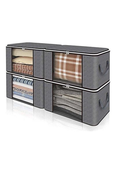 Generic 4-Piece Zipped Large Foldable Storage Bag Organizer With Reinforced H...