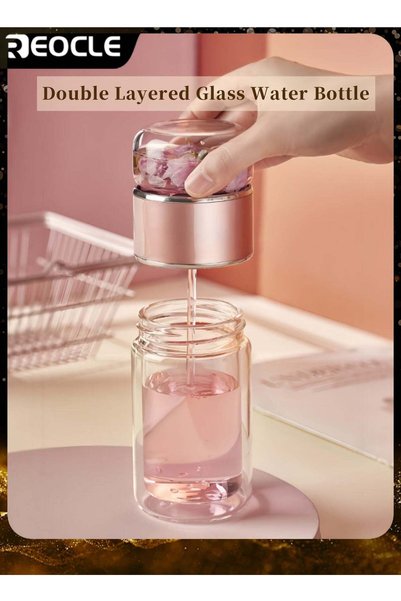 Generic Double Layered Glass Water Bottle Travel Mug Tea Infuser Bottle Porta...