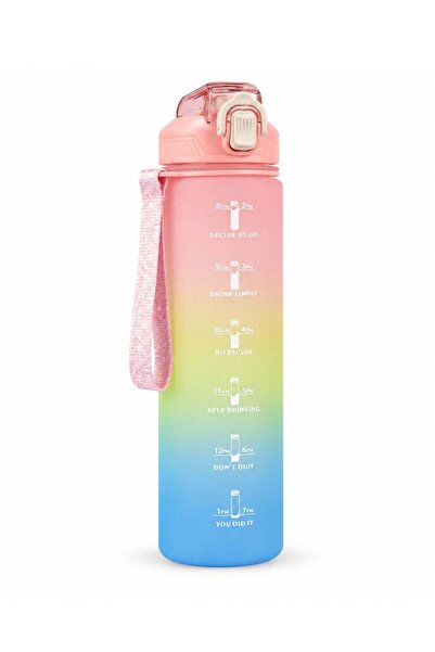 Generic 1000ML Sports Water Bottle with Straw, Time Marker, Leakproof Flip To...