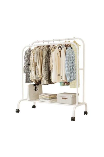 Generic Double Rail Metal Clothes Rack with Storage Shelf – 110 × 57 × 150 cm...