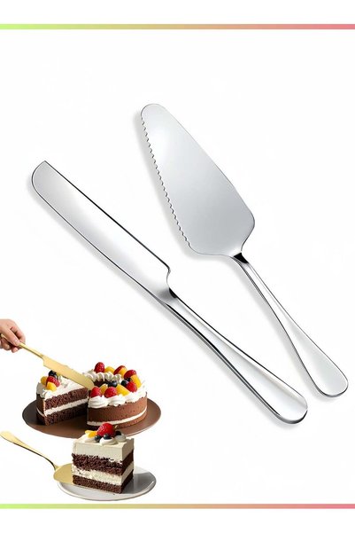 Generic Stainless Steel Wedding Cake Knife And Server Set Serrated Cake Cutte...