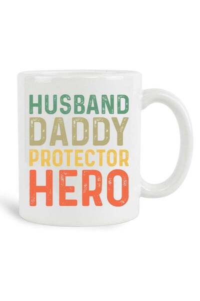 Generic Husband Daddy Protector Hero Mug, 11 oz Ceramic White Coffee Mugs, Fa...