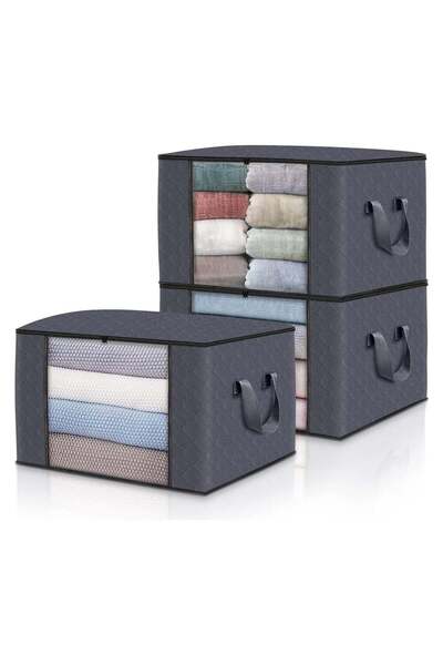 Generic 3-pack clothing storage, foldable blanket storage bag, Grey