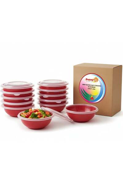 Generic Sunny Your Bright Choice Red Plastic Containers with Lids Pack of 10 ...