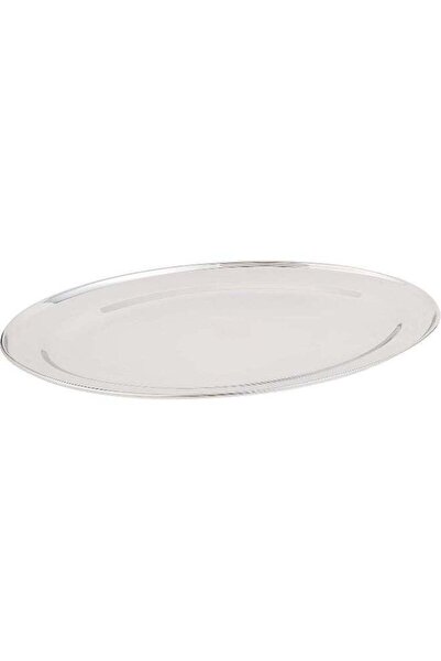 Generic Raj Stainless Steel Oval Serving Tray, 40cm Silver 40cm