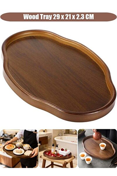 Generic Wood Serving Tray, Walnut Wood Tray, Wooden Irregular Decorative Serv...