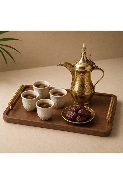 Generic Serving Tray with Gold Handles, Rectangular Coffee Tea and Dates Tray...