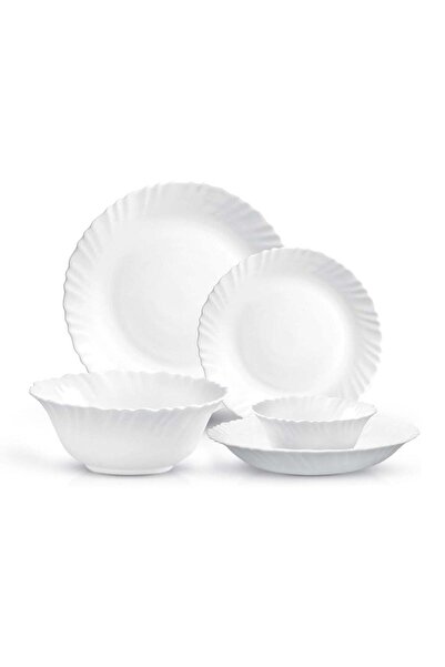 Generic Cuisine Art ORA MIA 18-Piece Opalware Dinner Set, White - Durable Lig...