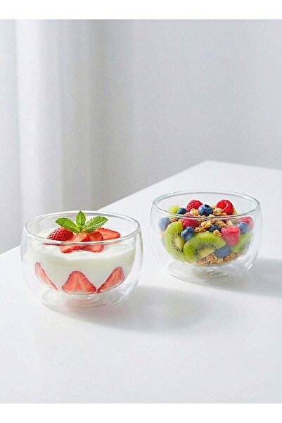 Generic Set of 2 -300 ML Borosilicate Double Wall Salad, Pasta, Matcha, Rice,...