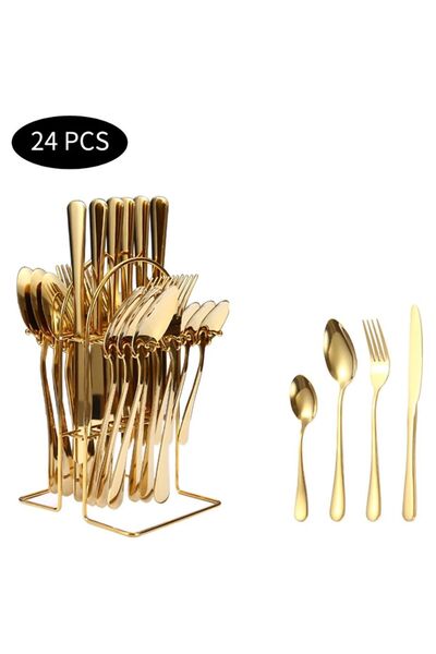 Generic 24 Piece Hanging Stainless Steel Flatware Service Set with Bracket