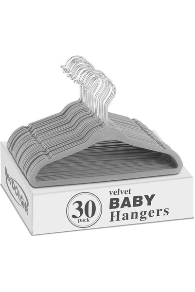 Generic Red Dot Gift® 30 Pack Grey Baby Velvet Hangers 11Inch/28cm - Nursery ...