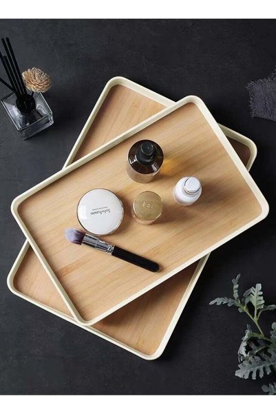 Generic Set of 2 melamine trays for serving tea and coffee