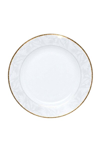Generic Shallow Porcelain Elegance Dessert Plate with Gold Rim, White | Elega...