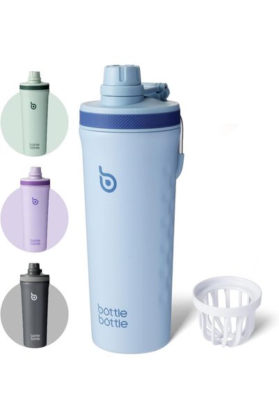 Generic BOTTLE BOTTLE 26oz Insulated Shaker Bottle with Wire Whisk - Blue