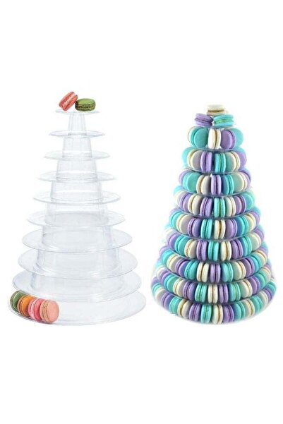 Generic 10 Tiers Round Macaron Tower Stand Plastic Transparent Cake Stand Mac...