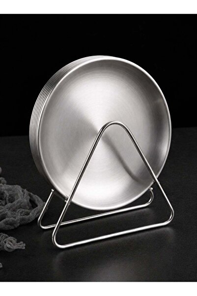 Generic Silver stainless steel plate set (6 plates+1 storage rack,disc diamet...