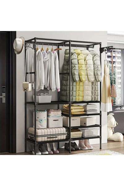 Generic Double Row Portable Wardrobe, Independent Closet Organizer Rack, with...