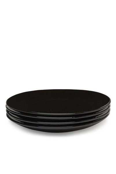 Generic 4-Piece Stoneware Dinner Plates Set - Black/Brown 10.5inch