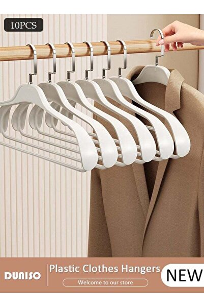 Generic 10 PCS Plastic Clothes Hangers with 360 Degree Rotatable Hook, Wide S...
