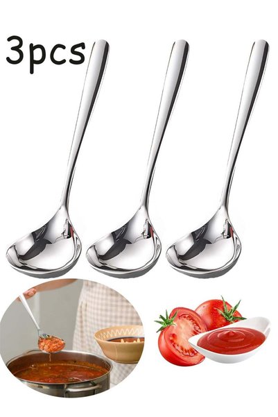Generic Pack Of 3 Stainless Steel Small Sauce Ladles Silver, 8.2 Inch Long Ha...