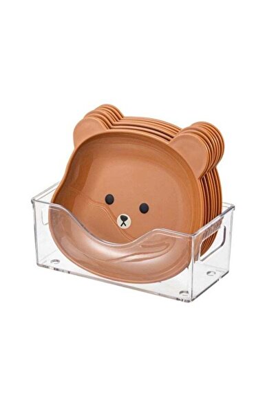 Generic 8 PCS Cute Bear Appetizer Plates, Reusable Plastic Bone Dishes with T...