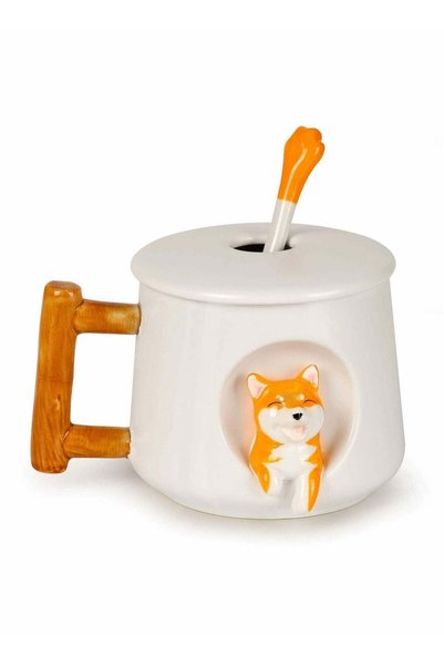 Generic Ceramic Cute Dog Coffee Mugs, Shiba Inu Tea Mug Office Cup Cute 3D Do...