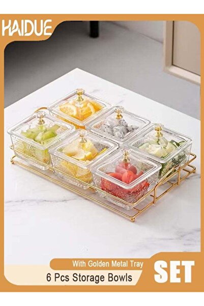 Generic 6 Pcs Multipurpose Light Luxury Fruits and Snack Storage Bowls With Tray