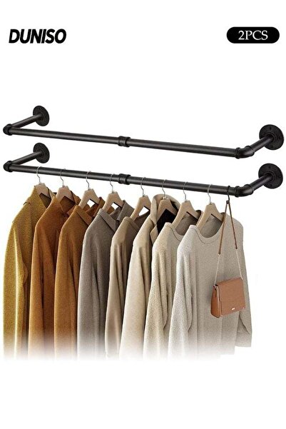 Generic 2 Pcs Wall Mounted Industrial Pipe Clothes Rack,Heavy Duty Garment Ha...